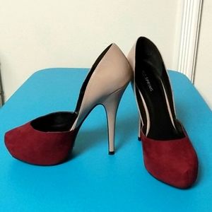 Call it Spring nude/maroon platforms 8